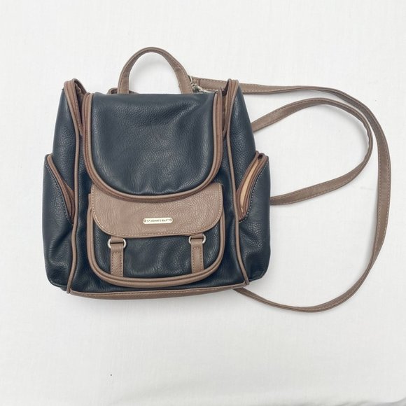 St. John's Bay Handbags - St. John's Bay - Vintage Travel Styled Mini BackPack Purse, Black & Brown